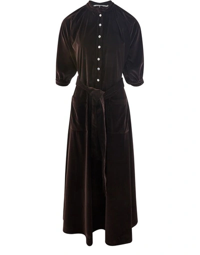Shop A Cheval Pampa Argentina Velvet Dress Without Embroidery In Brown