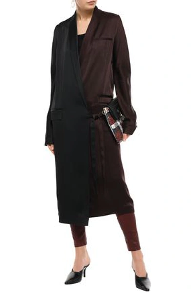 Shop Haider Ackermann Woman Two-tone Satin-crepe Midi Wrap Dress Black