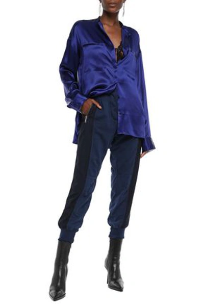 Shop Haider Ackermann Woman Silk-satin Shirt Indigo