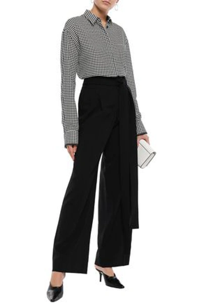 Shop Haider Ackermann Woman Belted Wool-blend Wide-leg Pants Black