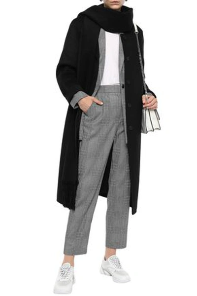 Shop Sandro Maria Tie-neck Wool And Cotton-blend Felt Coat In Black