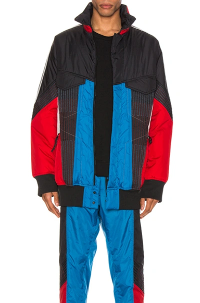 Shop Y-3 Color Block Shell Padded Track Jacket In Black & Dassler Blue & Archive Grey & Yo