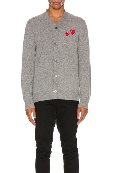 Comme Des Garçons Play Multiheart Cardigan In Grey
