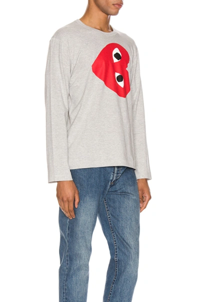 Shop Comme Des Garçons Play Sideways Heart Logo Longsleeve Tee In Grey