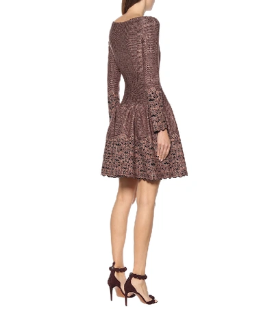 Shop Alaïa Snake And Floral Jersey Dress In Brown