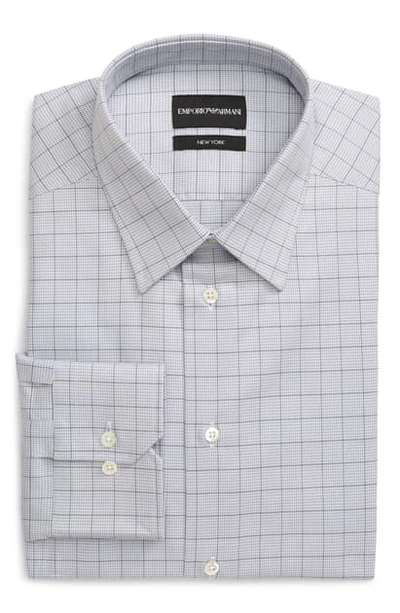 Shop Emporio Armani Trim Fit Windowpane Dress Shirt In Grey