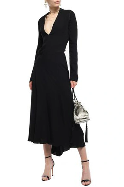 Shop Haider Ackermann Wrap-effect Cutout Cady Midi Dress In Black