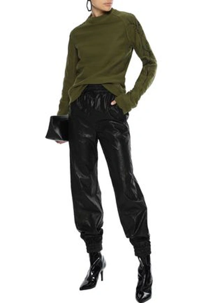 Shop Haider Ackermann Woman Embroidered French Cotton-terry Sweatshirt Army Green