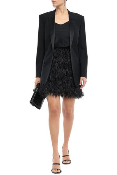 Shop Iro Woman Satin-trimmed Wool-blend Blazer Black