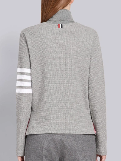 Shop Thom Browne 4-bar Compact Waffle Turtleneck In Grey