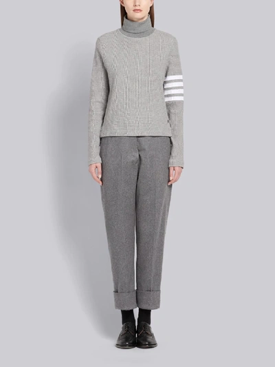 Shop Thom Browne 4-bar Compact Waffle Turtleneck In Grey