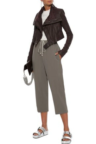 Shop Rick Owens Woman Astaire Cropped Wool-crepe Straight-leg Pants Gray