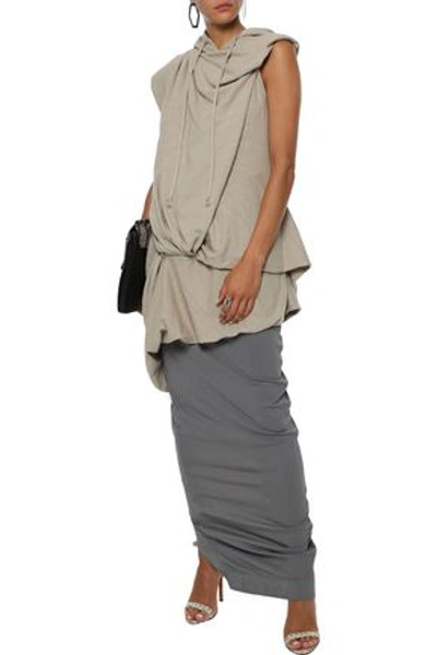 Shop Rick Owens Woman Masto Draped Brushed-cotton Hoodie Neutral