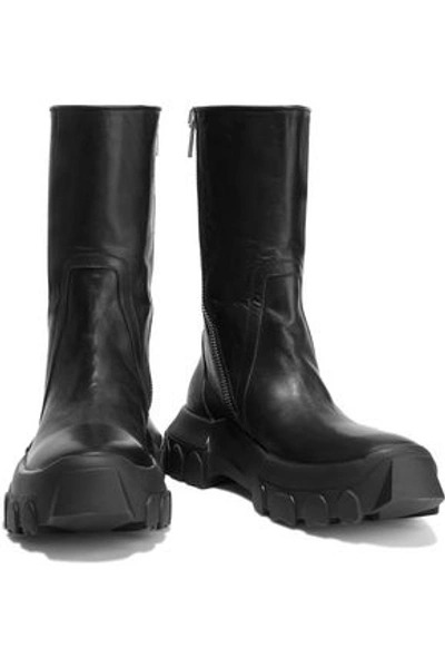 Shop Rick Owens Woman Tractor Leather Boots Black