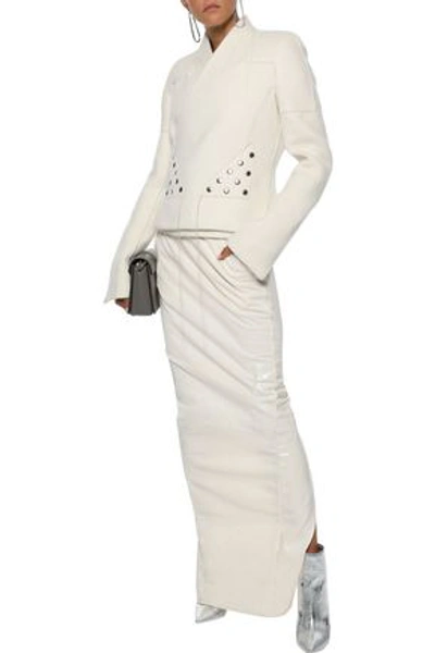 Shop Rick Owens Snap-detailed Cashmere-fleece Jacket In Ivory