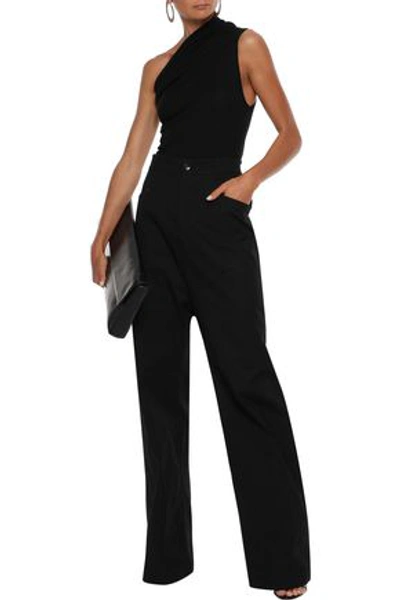 Shop Rick Owens Woman One-shoulder Gathered Cashmere-blend Top Black