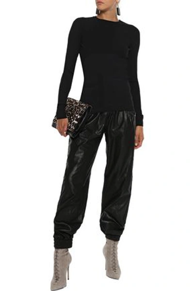 Shop Rick Owens Woman Ribbed Jersey Top Black