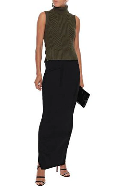 Shop Rick Owens Woman Split-back Stretch-knit Maxi Pencil Skirt Black
