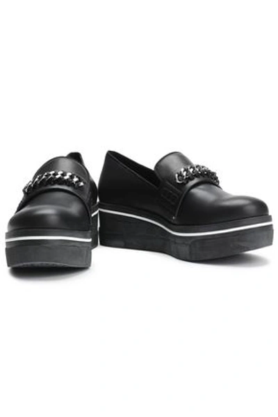 Shop Stella Mccartney Woman Chain-embellished Faux Leather Platform Loafers Black