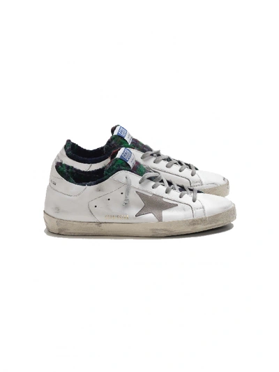 Shop Golden Goose White & Green Superstar Sneakers