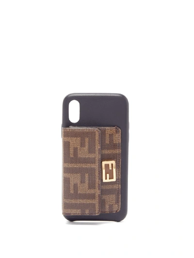 Shop Fendi Baguette Ff-wallet Iphone X Case In Grey