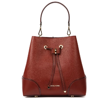 Shop Michael Kors Bucket Leather Bag In Red