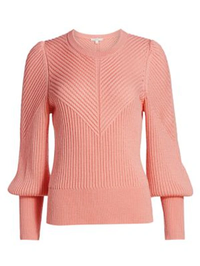 Shop Joie Women's Ronita Puff-sleeve Ribbed Sweater In Tulip