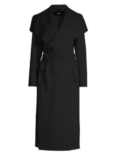Shop Mackage Mai Asymmetrical Wool Coat In Black