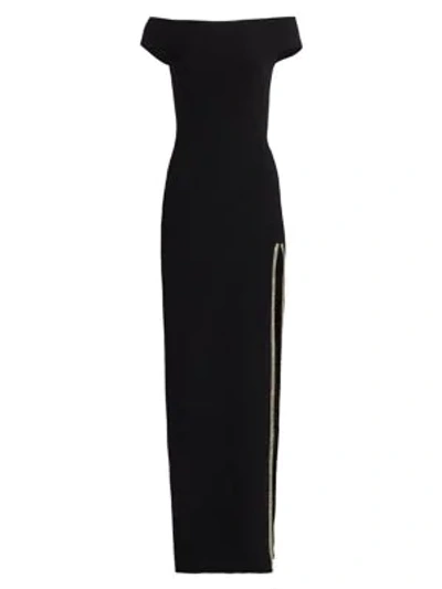 Shop Stella Mccartney Women's Cady Off-the-shoulder Evening Gown In Black