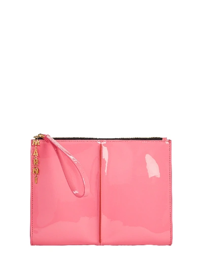 Shop Marni Glossy Leather Zip Clutch In Pink