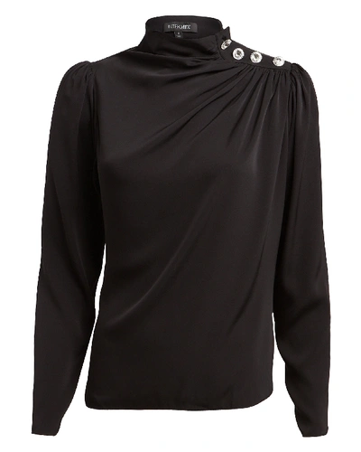Shop Intermix Charity Embellished Silk Blouse In Black