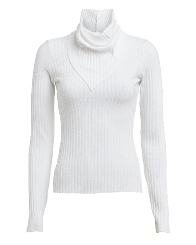 Shop The Range Framed Rib Knit Scarf Turtleneck In White