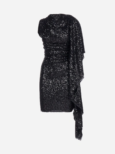 Shop Paula Knorr Asymmetric Sequinned Mini Dress In Black