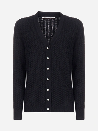 Shop Alessandra Rich Virgin Wool Cable-knit Cardigan