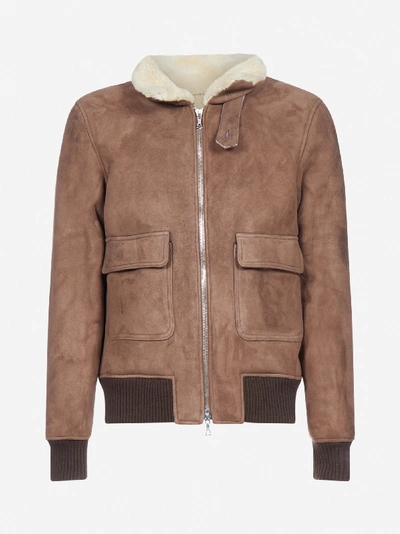 Shop Officine Generale Suede And Shearling Bomber Jacket