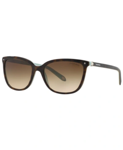 Shop Tiffany & Co Sunglasses, Tf4105hb 55 In Tortoise Blue/brown Grad