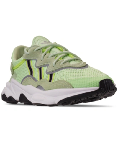 Shop Adidas Originals Adidas Men's Ozweego Athletic Casual Sneakers From Finish Line In Glow Green/core Black/sol