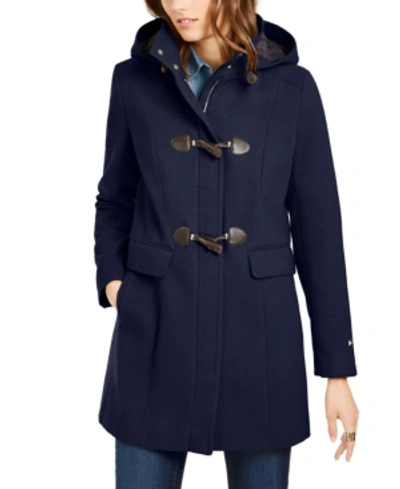 Tommy Hilfiger Hooded Toggle Walker Coat, Created For Macy's In Navy |  ModeSens