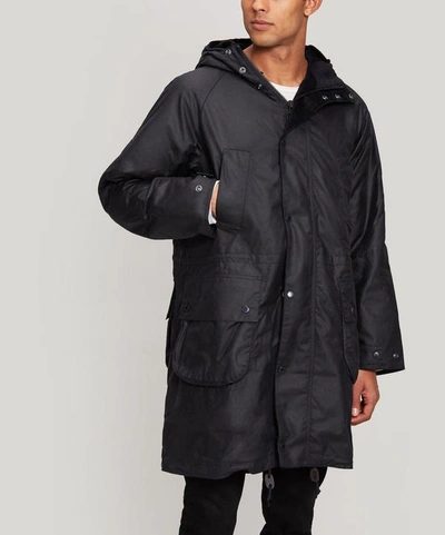 Shop Barbour X Engineered Garments Highland Waxed Parka In Navy