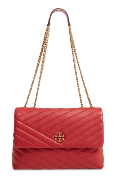 Tory Burch Kira Chevron Color-block Small Camera Bag In Red Apple