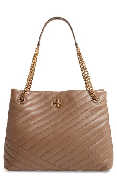 Shop Tory Burch Kira Chevron Quilted Leather Tote In Classic Taupe