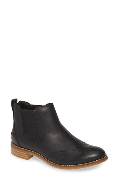 Shop Sperry Fairpoint Chelsea Wingtip Bootie In Black Leather