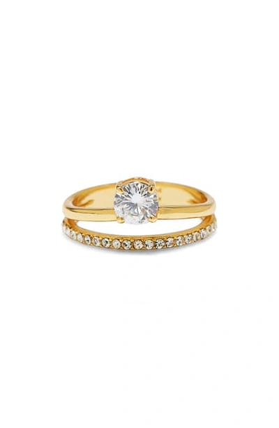 Shop Vince Camuto Crystal Split Shank Ring In Gold