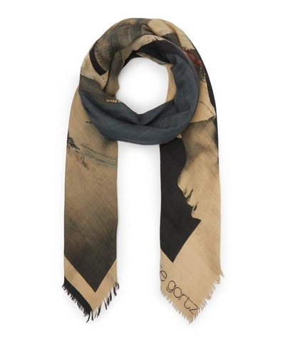 Shop Annette G Zita Wool And Silk-blend Printed Scarf In Blent