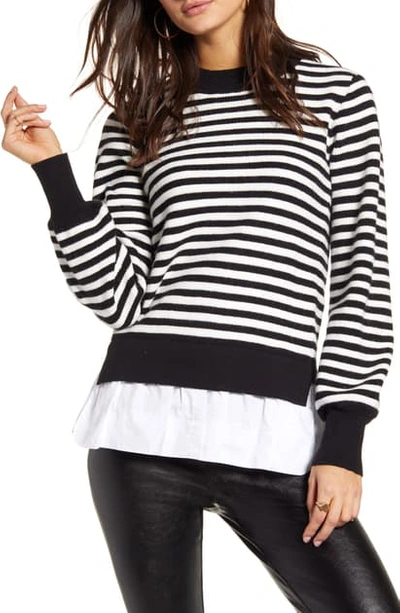 Shop English Factory Striped Contrast Sweater In Black