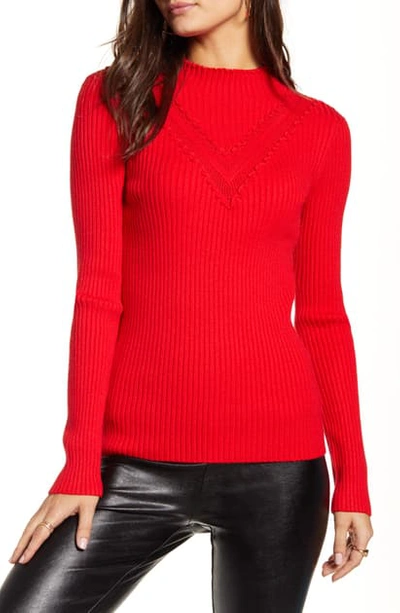 Shop English Factory Mini Ruffle Sweater In Red