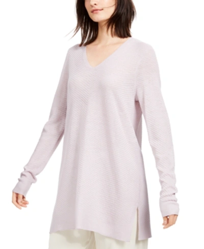 Shop Eileen Fisher Side-slit Tunic Sweater, Regular & Petite In Ceramic