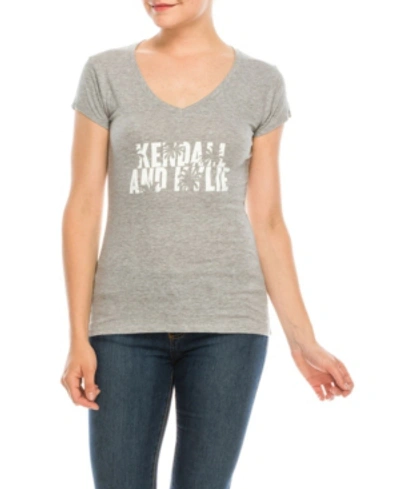 Shop Kendall + Kylie V-neck Cap Sleeve T-shirt In Heather Gr