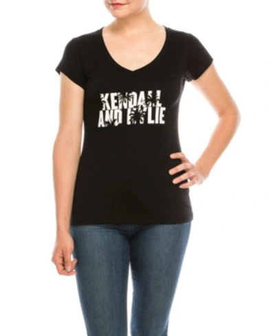 Shop Kendall + Kylie V-neck Cap Sleeve T-shirt In Black