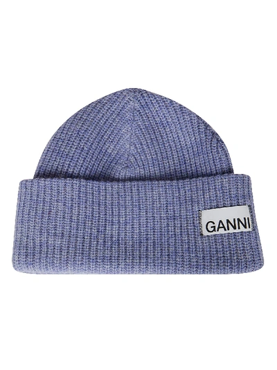 Shop Ganni Ribbed Beanie In Lilla